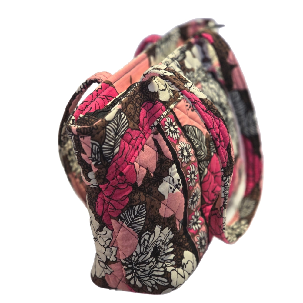 Vera Bradley Mocha Rouge Floral Tote - Pink, Black, and Cream - Picture 7 of 9